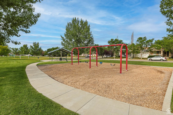 Community play area with a yard
