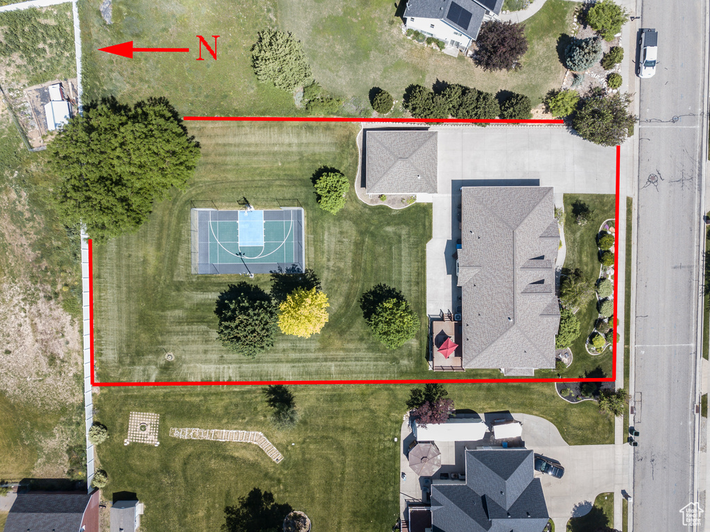 Aerial view of property's location with property boundaries highlighted