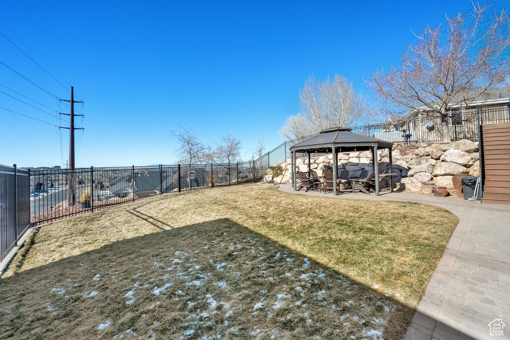 View of yard featuring a gazebo