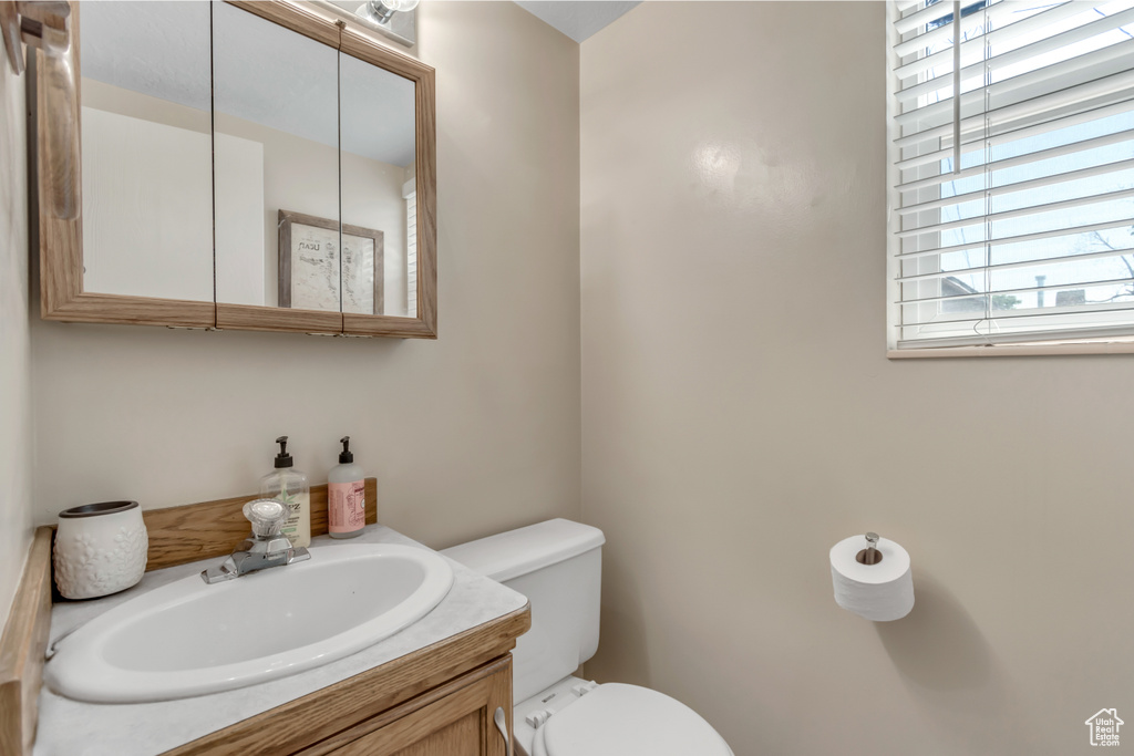 Bathroom with vanity and toilet