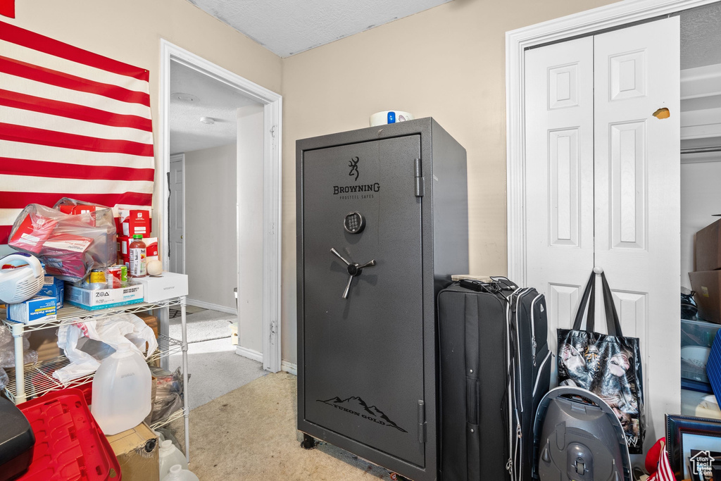 Miscellaneous room featuring carpet flooring and baseboards
