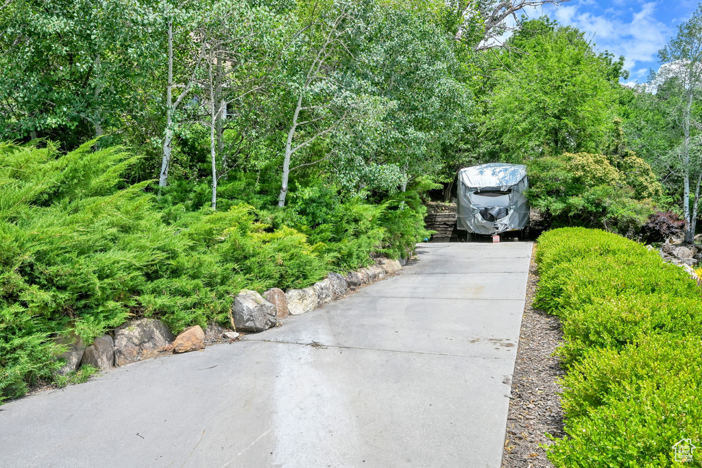 Exterior space featuring concrete driveway