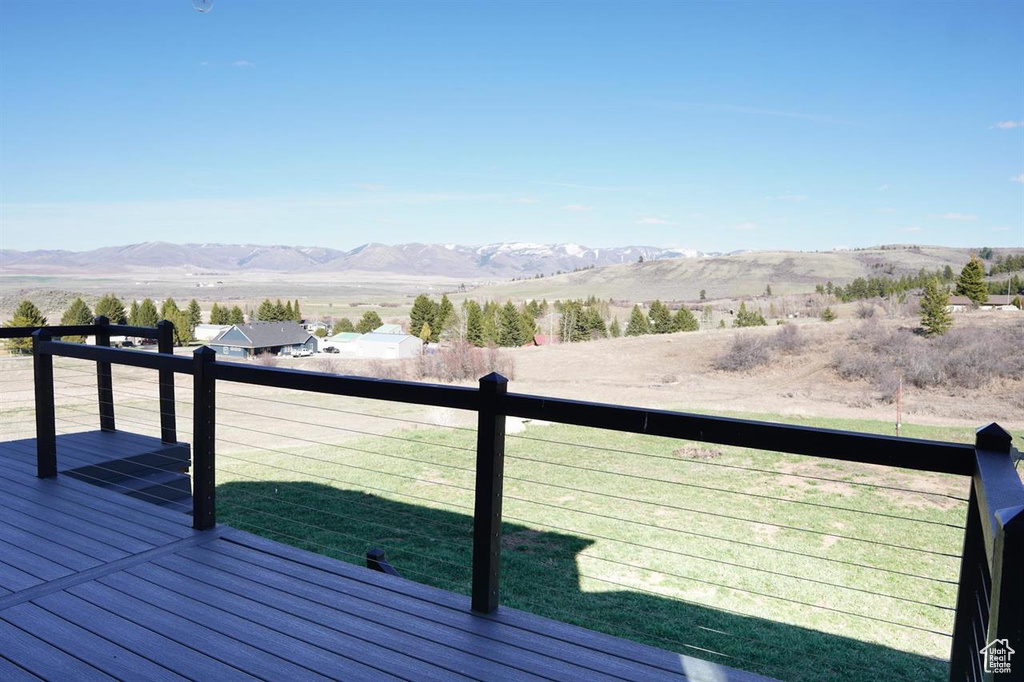 Deck featuring a mountain view