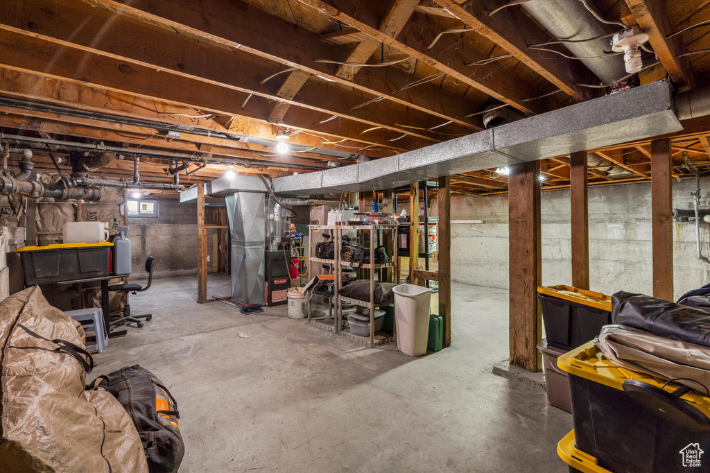 Basement with heating unit