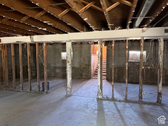 View of unfinished basement