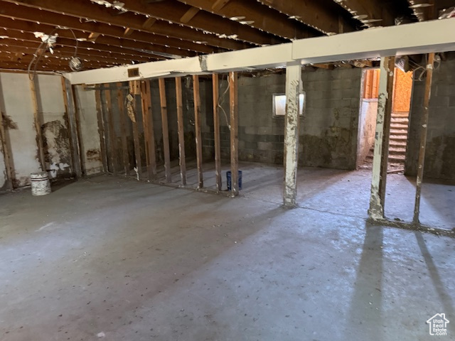 View of unfinished basement