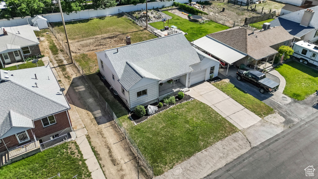 Aerial perspective of suburban area
