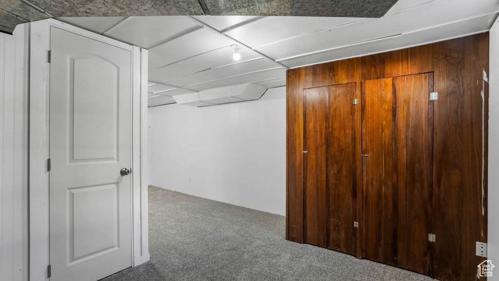 Finished basement featuring carpet