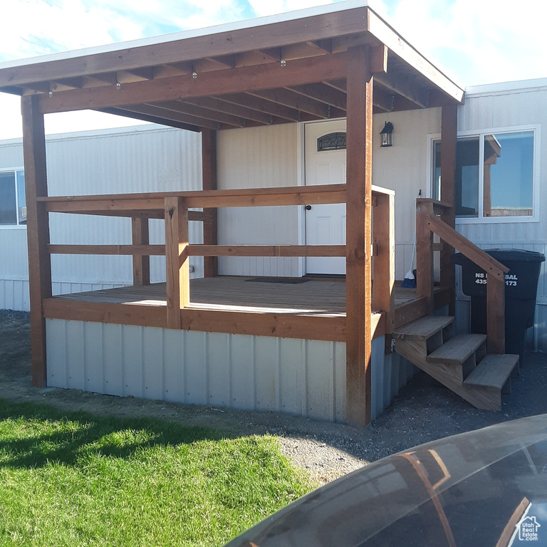 View of wooden deck