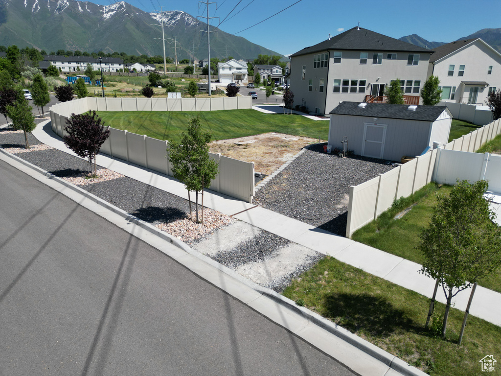 View of mountain background with nearby suburban area