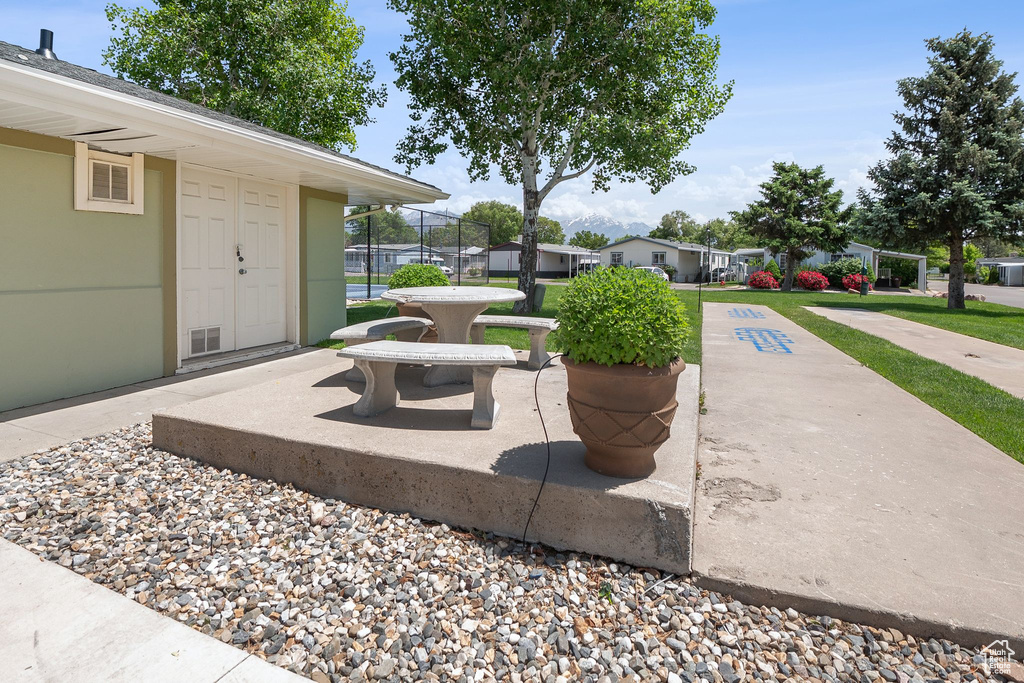 View of patio with a residential view