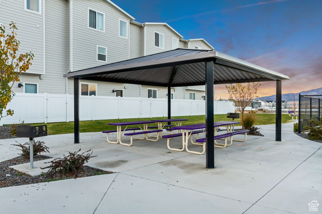 View of community featuring a gazebo and a patio area