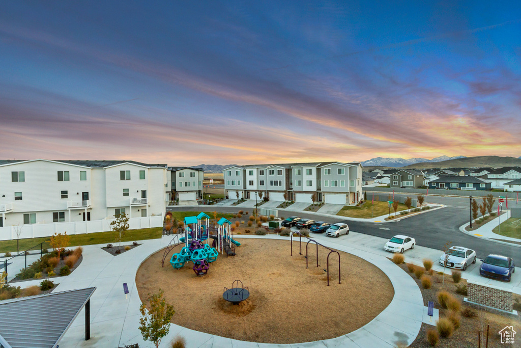 Community play area featuring a residential view