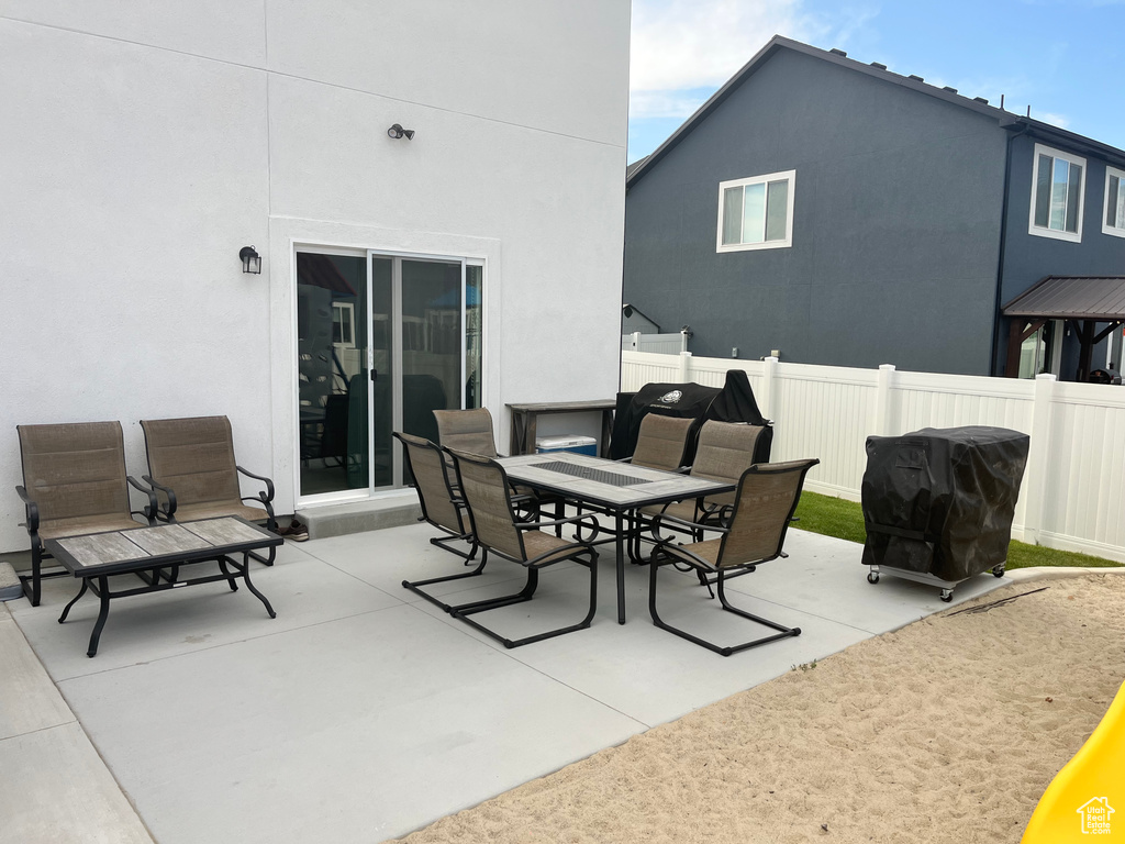 View of patio featuring outdoor dining space