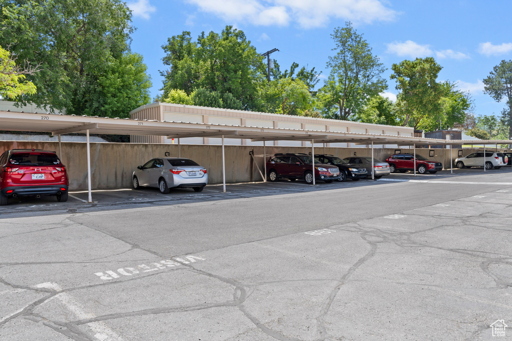 View of covered parking lot