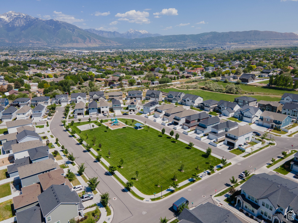 Drone / aerial view of a mountain backdrop