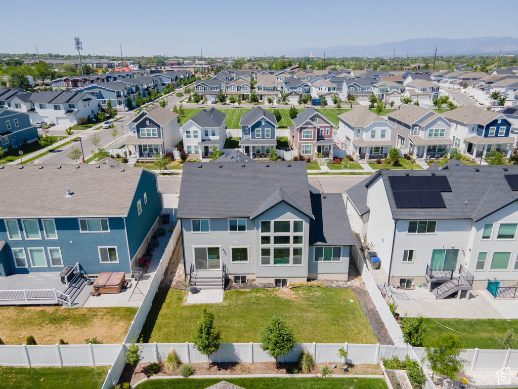 Aerial perspective of suburban area