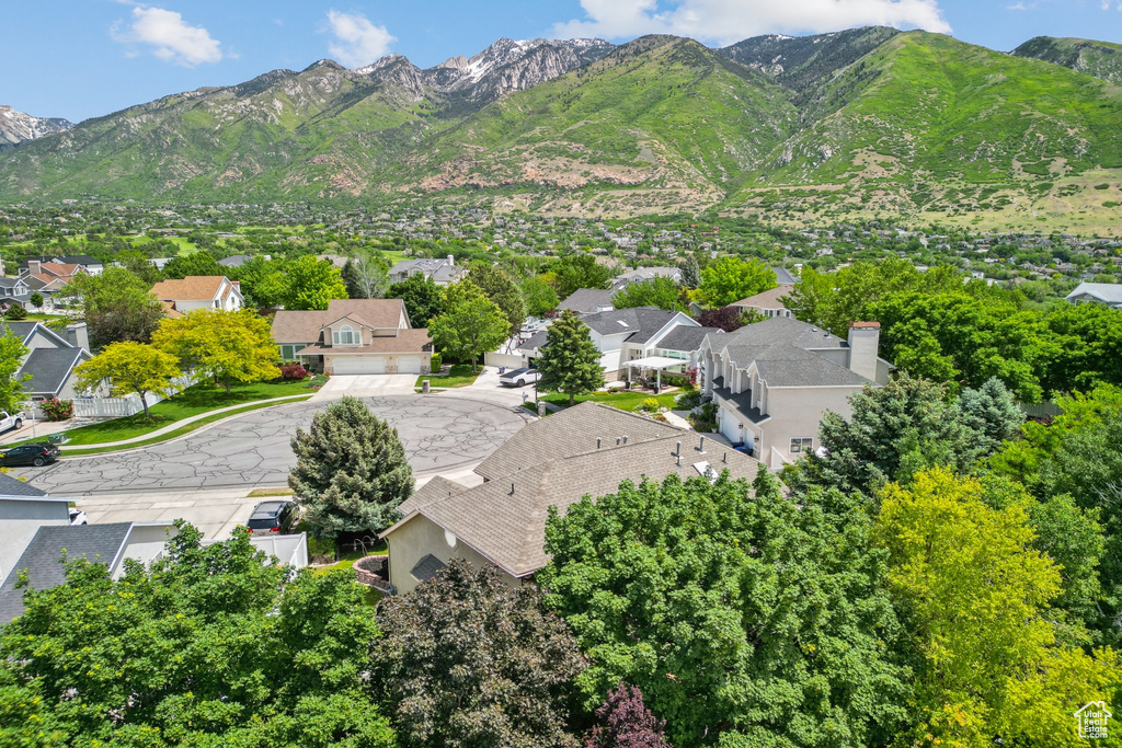 View of mountain background with nearby suburban area