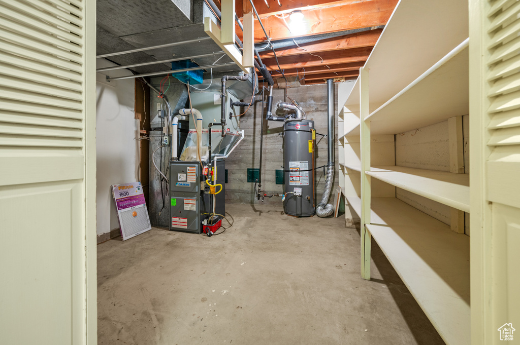 Unfinished below grade area with water heater
