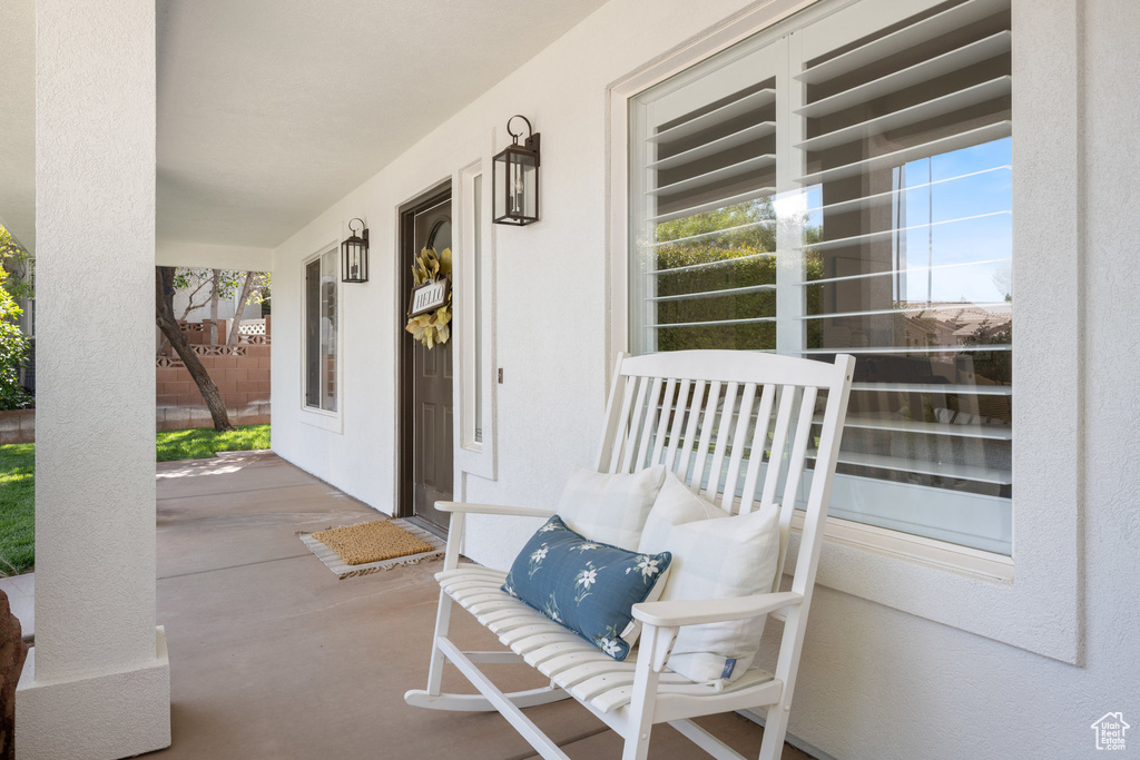View of covered porch
