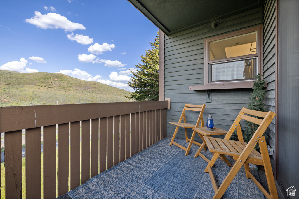 Balcony with a mountain view