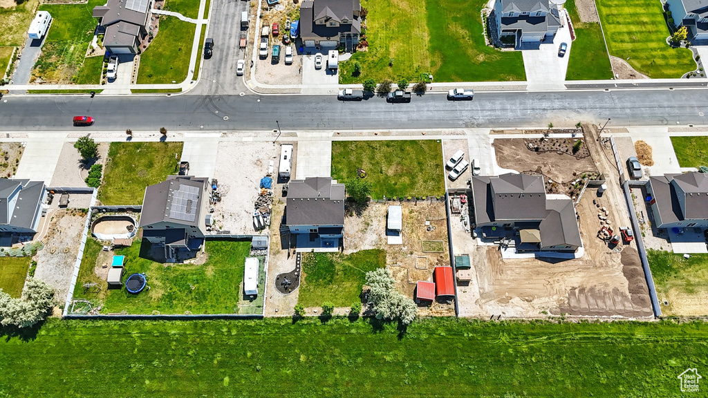 Aerial perspective of suburban area