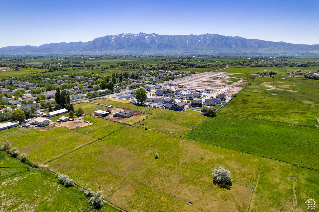 Aerial view of a mountain backdrop