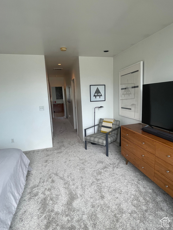 Bedroom featuring carpet