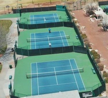 View of tennis court