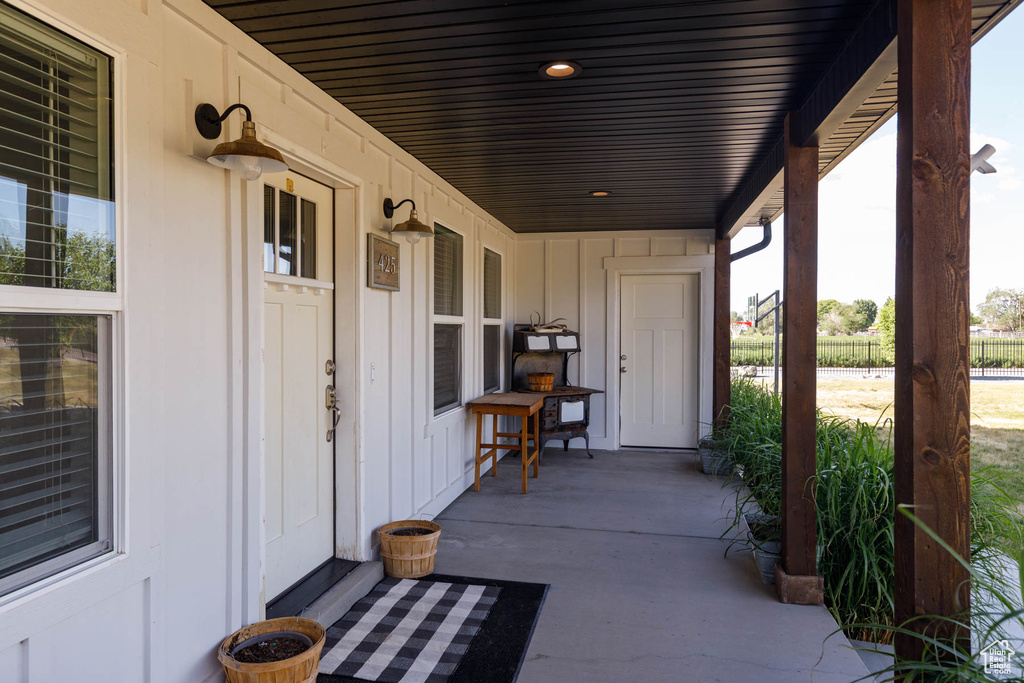 View of covered porch