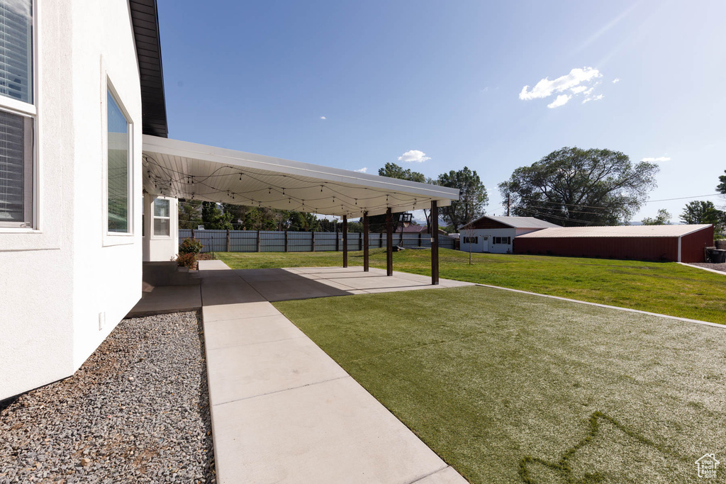 View of yard featuring a patio