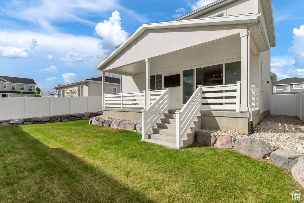 View of front facade featuring covered porch