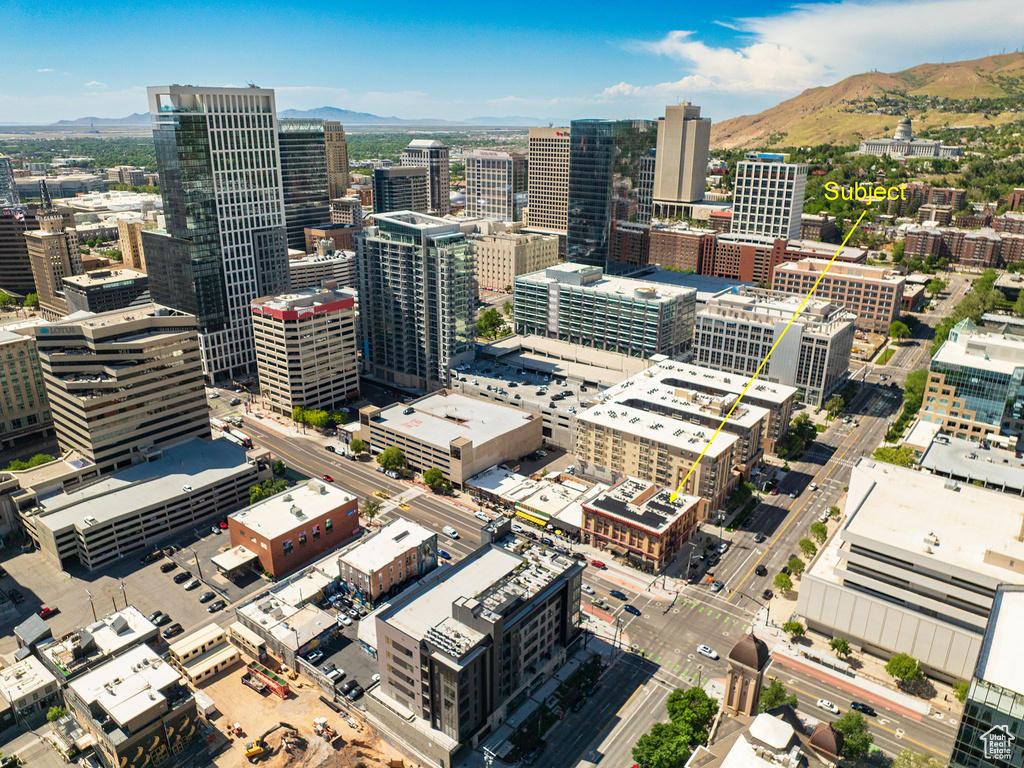 City view with a mountainous background