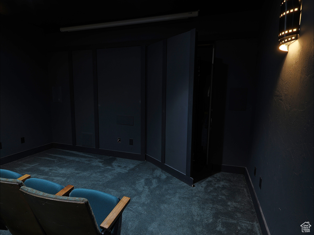 Basement with carpet flooring and baseboards