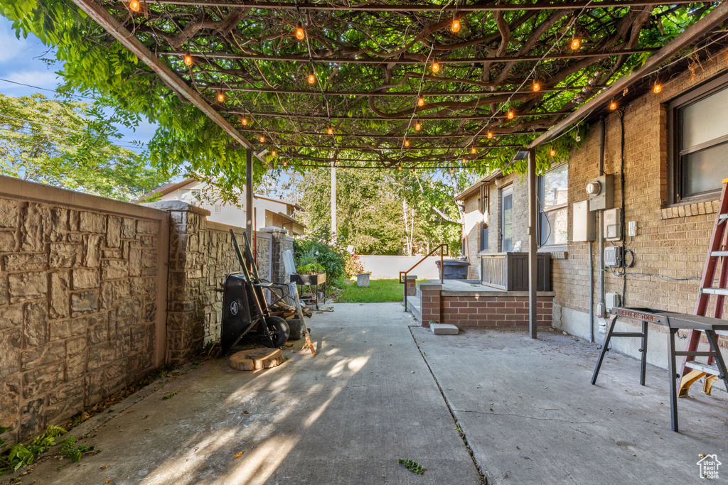 View of patio featuring a pergola