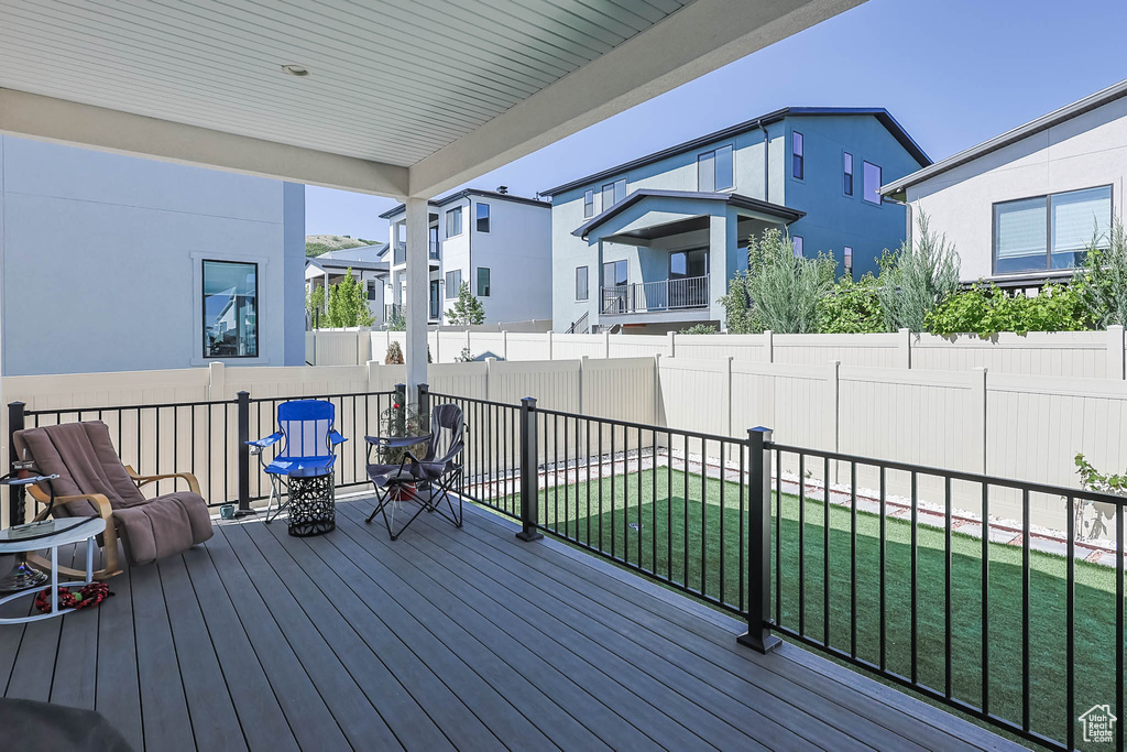 Deck with a residential view