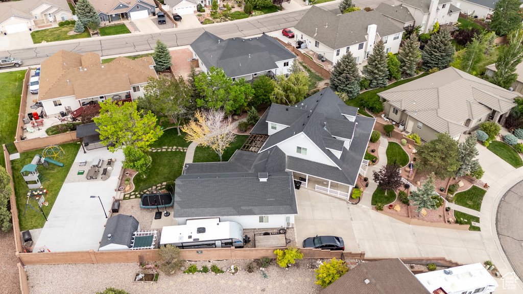 Aerial view of residential area
