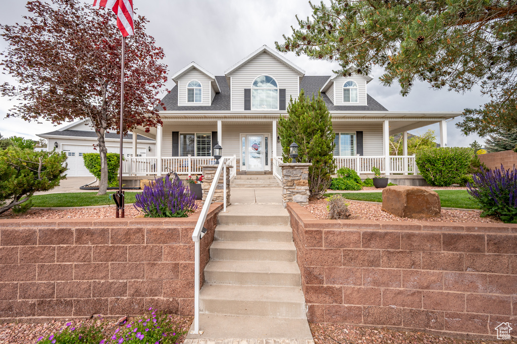 View of front of home with covered porch