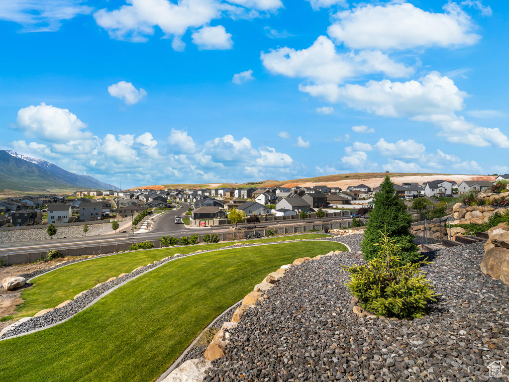Mountain view with nearby suburban area