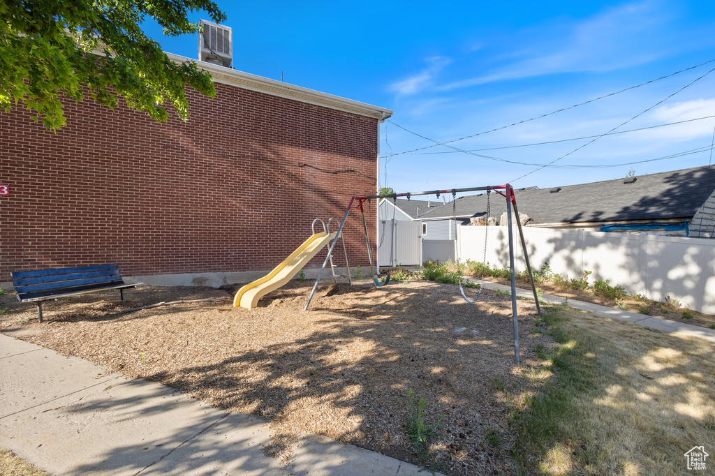 View of yard with a playground