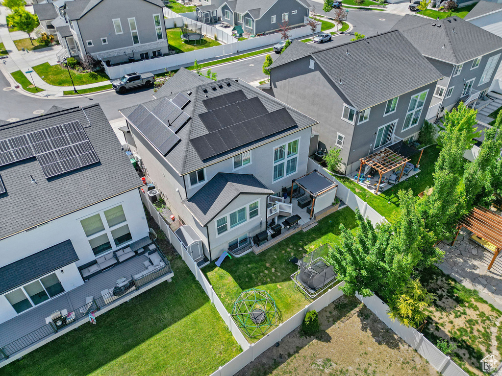 Aerial perspective of suburban area