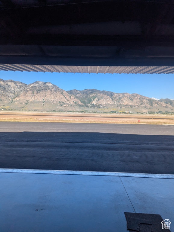 View of patio / terrace with a mountain view