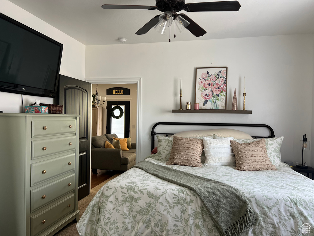 Bedroom featuring ceiling fan