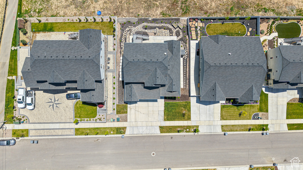 Aerial perspective of suburban area