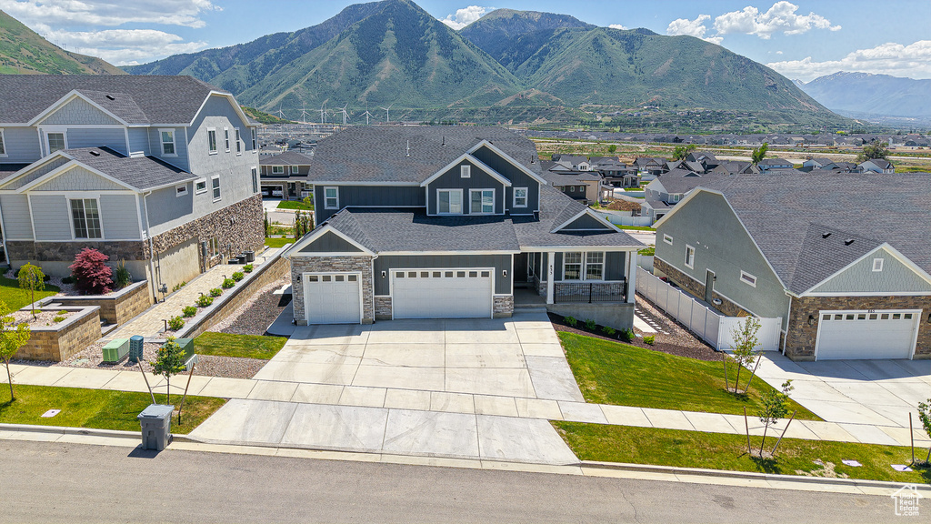 Mountain view featuring nearby suburban area