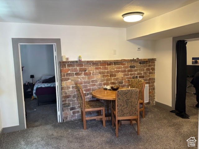 View of carpeted dining area
