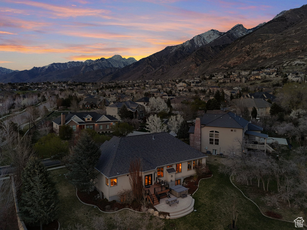 View of mountain background with nearby suburban area