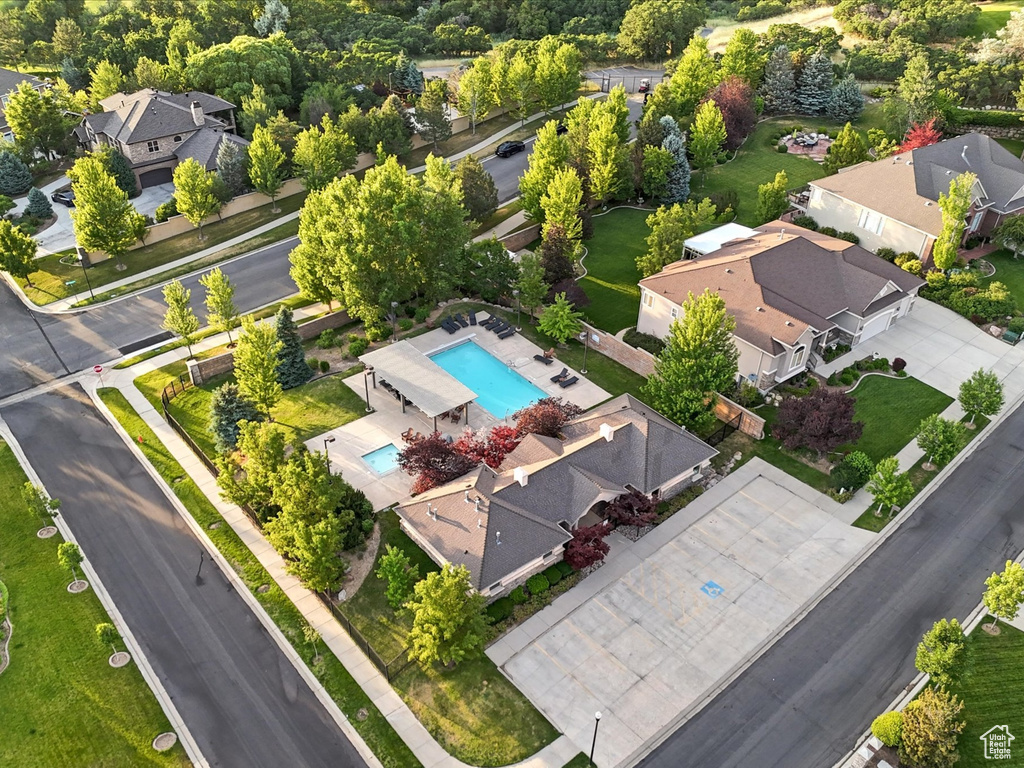 Aerial view of a pool