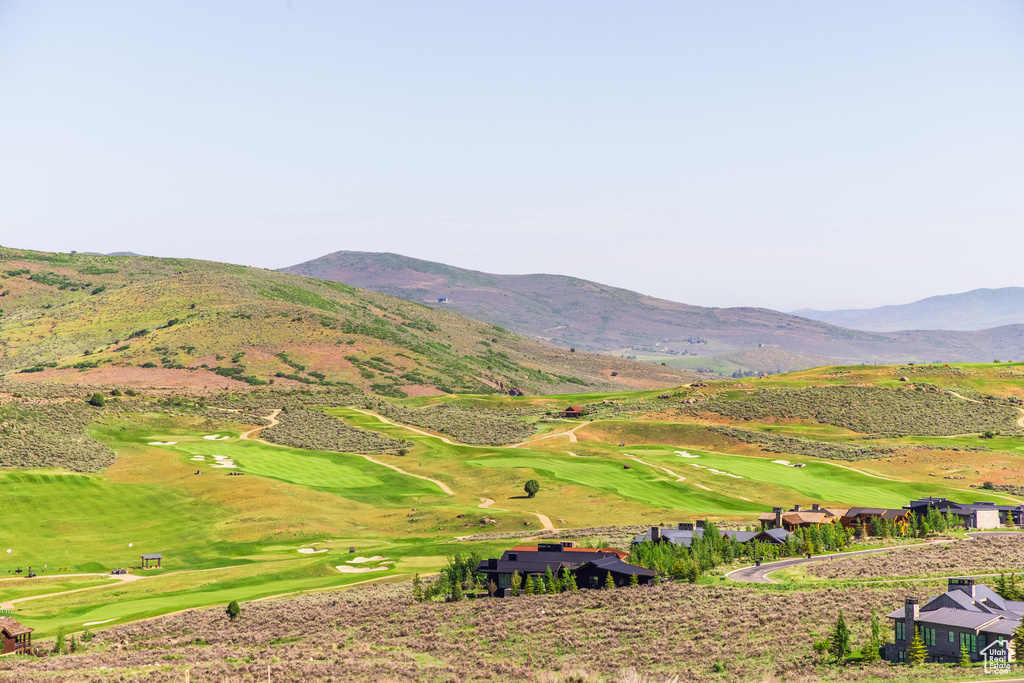 View of mountain backdrop with a local golf course