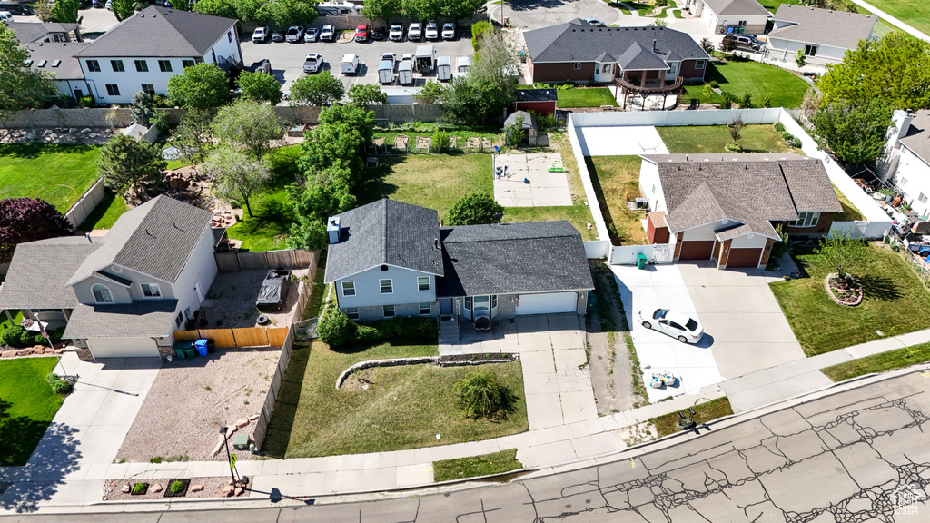Aerial perspective of suburban area